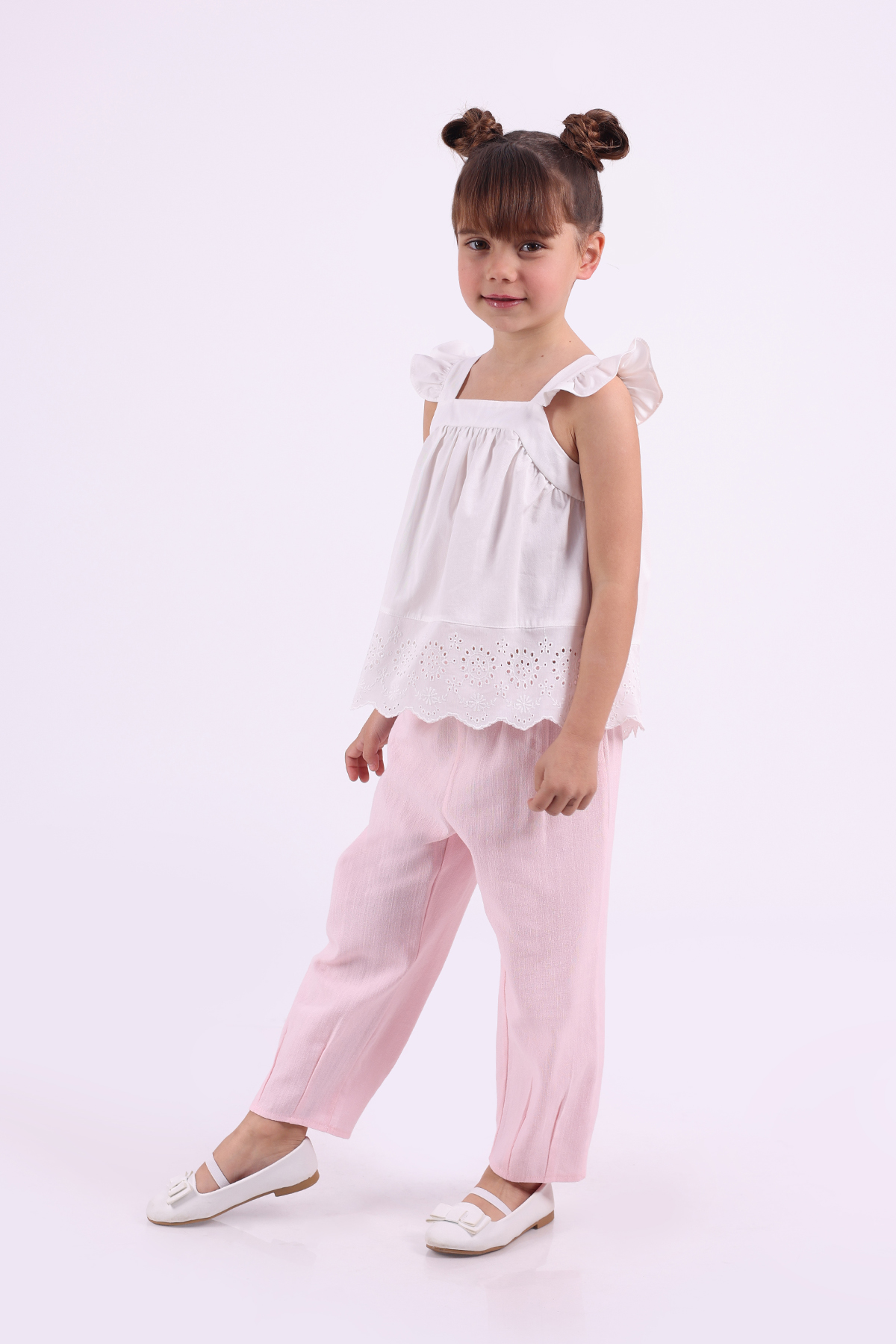 ASKILI PİLELİ PANTALON TK - Pembe