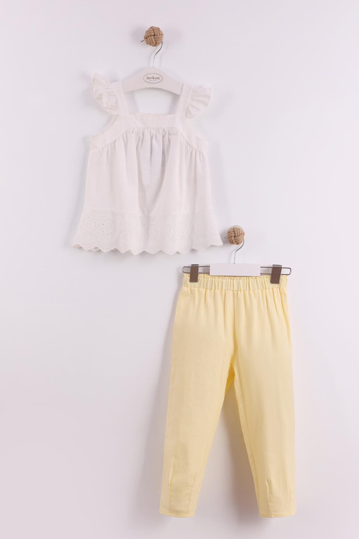 ASKILI PİLELİ PANTALON TK - Sari